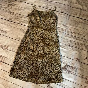LE LIS Collection Womens Size Medium Dress Spaghetti Straps Leopard Lined Cute